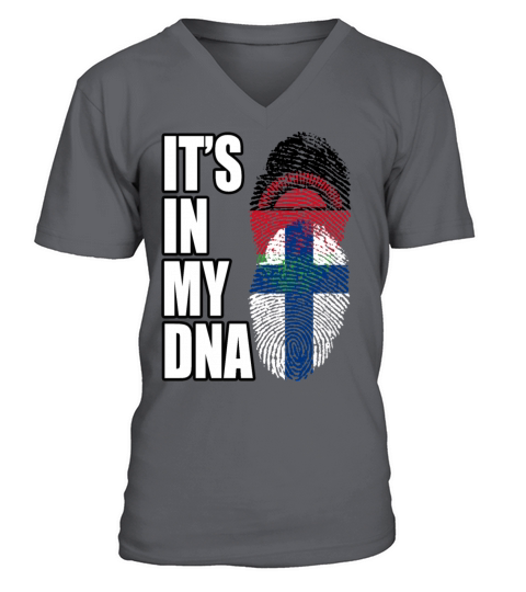 Malawian And Finland Mix Heritage DNA Flag V-Neck T-shirt