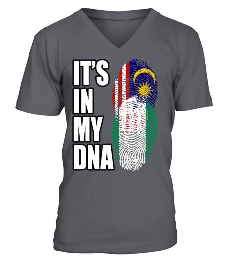 Malaysian And Nigerian Mix Heritage DNA Flag V-Neck T-shirt