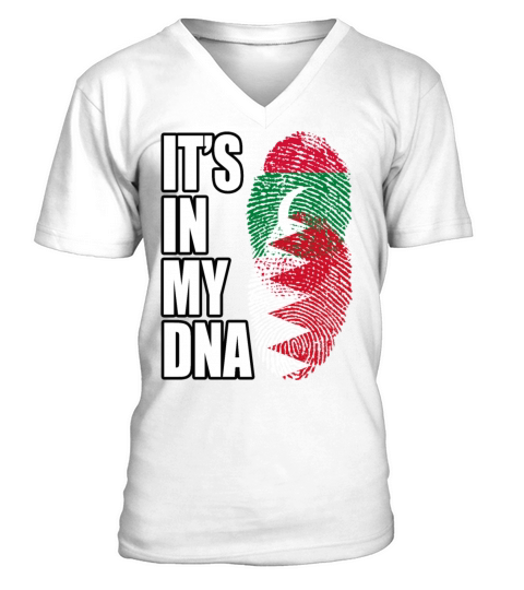 Maldivian And Bahraini Mix Heritage DNA Flag V-Neck T-shirt