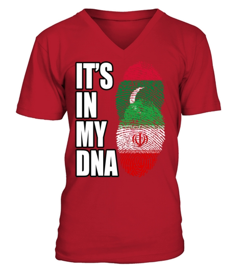 Maldivian And Iranian Mix Heritage DNA Flag V-Neck T-shirt