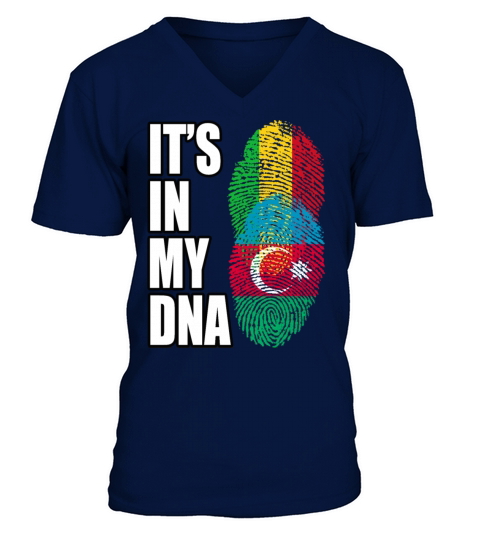 Malian And Azerbaijani Mix Heritage DNA Flag V-Neck T-shirt