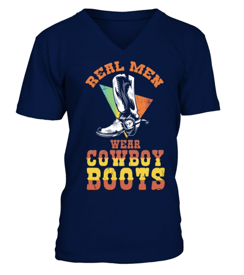Men Wear Cowboy Boots V-Neck T-shirt