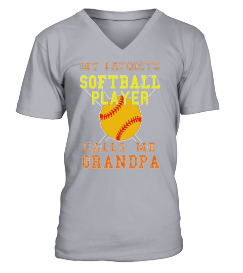 Mens My Favorite Softball Player Calls Me Grandpa T-shirt V-Neck T-shirt