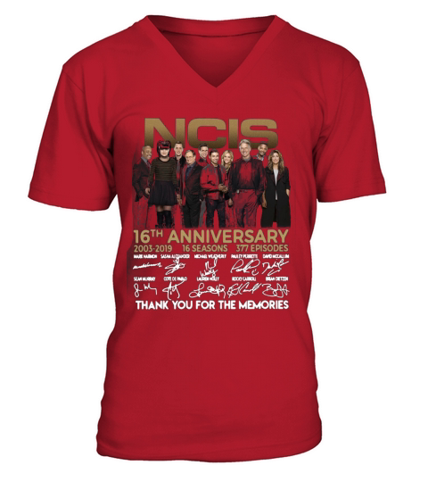 NCIS 16th Anniversary from 2003 to 2019  Episodes Thank You For The Memories Signatures V-Neck T-shirt