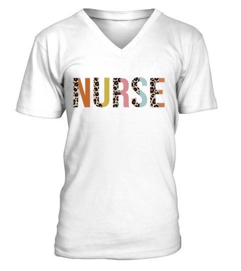 Registered Nurse Colorful Leopard Print Funny V-Neck T-shirt