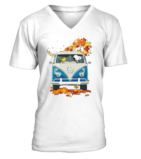 Snoopy And Woodstock VW Volkswagen Hippie Car shirt V-Neck T-shirt
