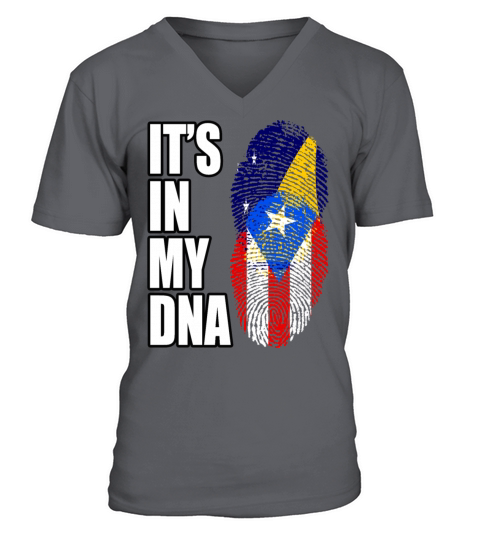 Tokelauan And Puerto Rican Mix Heritage DNA Flag V-Neck T-shirt
