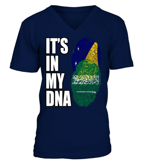 Tokelauan And Saudi Arabian Mix Heritage DNA Flag V-Neck T-shirt