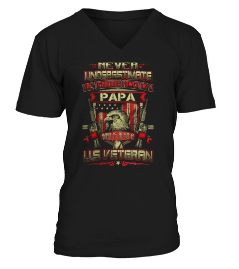 Veterans Day - PAPA - US VETERAN, SOLDIER - MILITARY V-Neck T-shirt