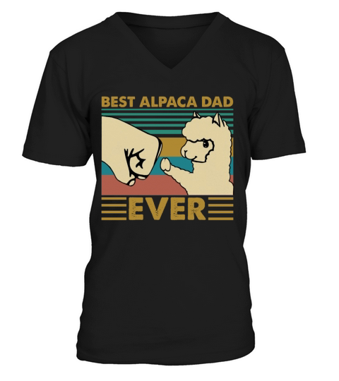 Vintage Best Alpaca Dad Ever Funny Fathers Day V-Neck T-shirt