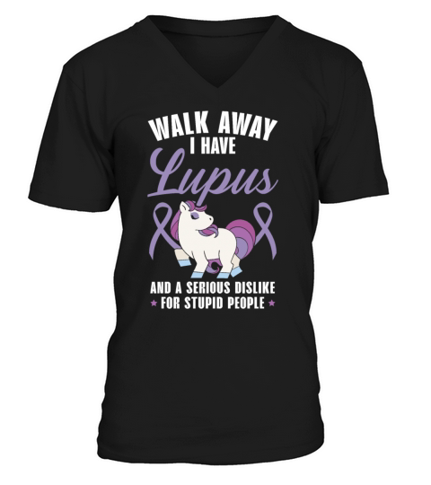 Walk Away I Have Lupus Unicorn Lupus Awareness V-Neck T-shirt
