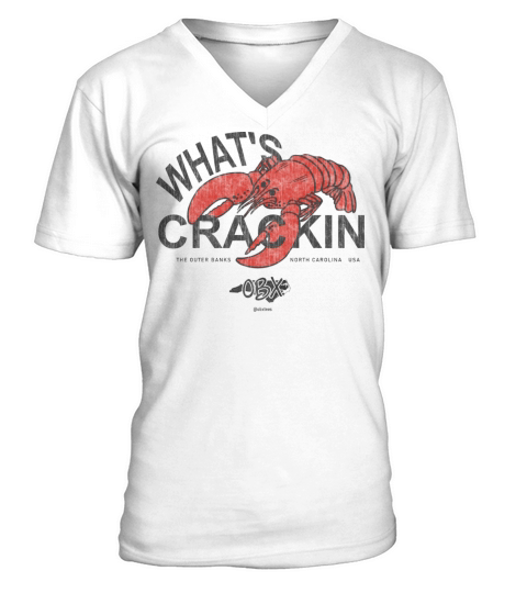 Whats Crackin Lobster Outer Banks NC OBX Vintage V-Neck T-shirt