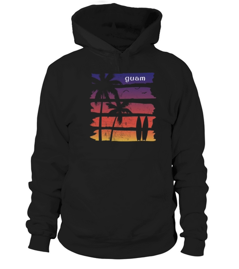 Cool Guam Surfing Fan Beach Palm Tree Hoodie Unisex