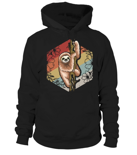 Cute Retro Vintage Flower Sloth Hoodie Unisex