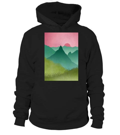 Mountains in a pink sky Hoodie Unisex