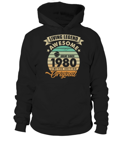 Vintaga 1980 Birthday Hoodie Unisex
