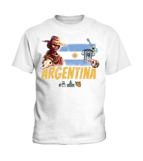 Argentina vintage gaucho with flag and soccer ball Kids T-Shirt