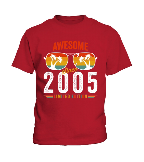 Awesome Since 2005 Birthday Retro Vintage 17 18 Ye Kids T-Shirt