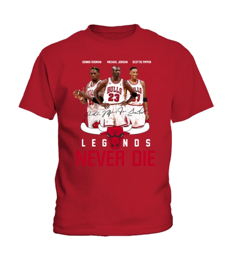 Dennis Rodman Michael Jordan Cottie Pippen Legends never die t-shirt Kids T-Shirt