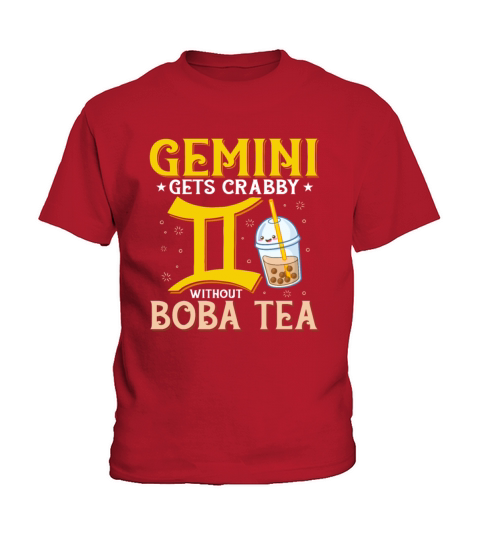 Gemini Gets Crabby Without Boba Tea Funny Bubble Kids T-Shirt