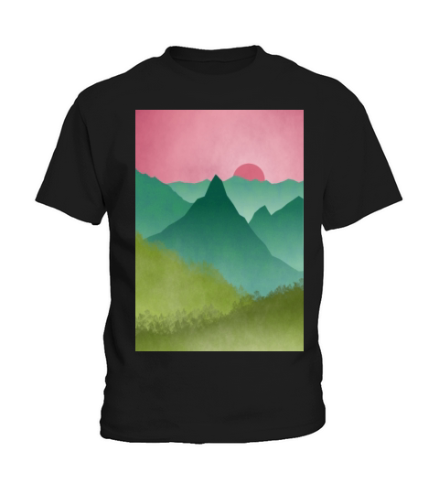 Mountains in a pink sky Kids T-Shirt