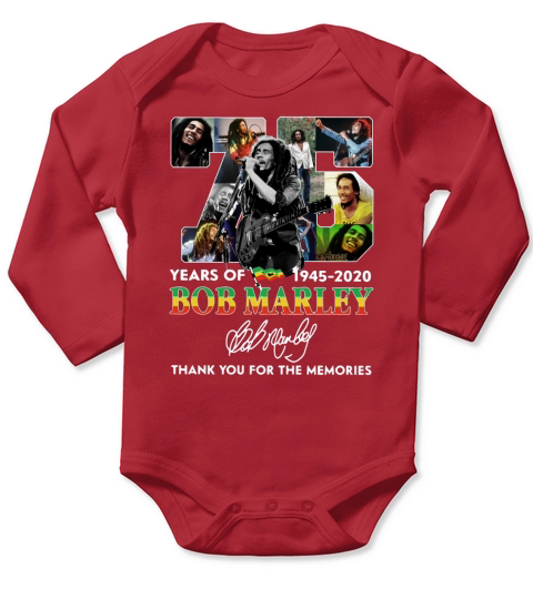 75 years of Bob Marley 1945 2020 thank you for the memories Signature shirt Long Sleeve Baby One-Piece