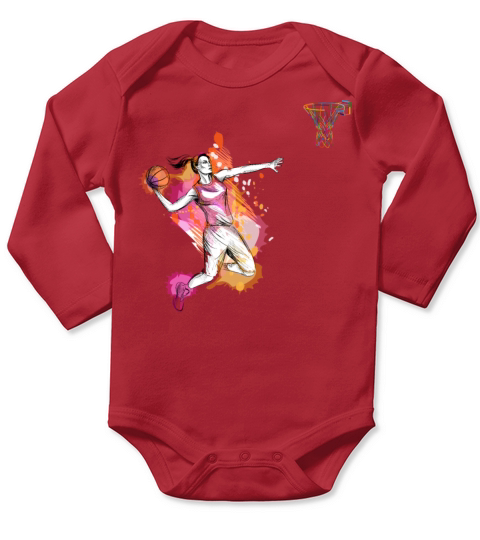 Basketball Girl DIY Vintage Color Girl Basketball Long Sleeve Baby One-Piece