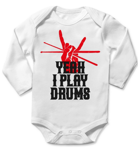Drummer Vintage Drum Stick Rock Long Sleeve Baby One-Piece