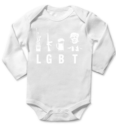 Funny LGBT Shirt - Liberty Guns Beer Trump Support T-shirt Long Sleeve Baby One-Piece