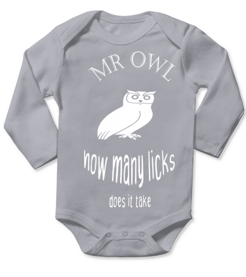 Funny Owl How Many Licks Does It Take Long Sleeve Baby One-Piece