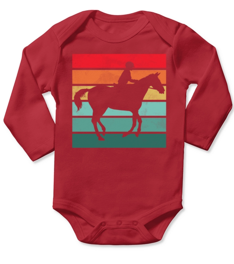 Girls Horse Riding Shirt Vintage Retro Long Sleeve Baby One-Piece
