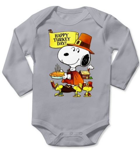 Happy Turkey Day Snoopy And Woodstock Thanksgiving Day shirt - Unisex Long Sleeve Long Sleeve Baby One-Piece