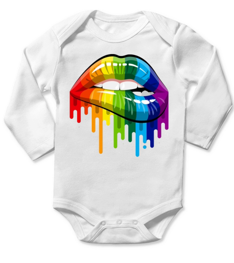 Lgbt Gay Homosexual Lesbian Rainbow Lips Pride Long Sleeve Baby One-Piece