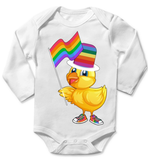 LGBTQ Rubber Duck Colorful Rainbow LGBT Pride Long Sleeve Baby One-Piece