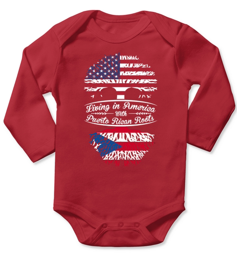 Living in America with Puertorican Roots Long Sleeve Baby One-Piece