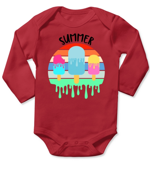 Melting Ice Cream Hot Summer Vacation Retro Vintag Long Sleeve Baby One-Piece