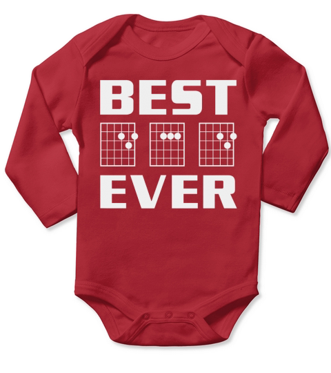 Mens Best Dad Ever Guitar Chords for Musician Father T-Shirt Long Sleeve Baby One-Piece