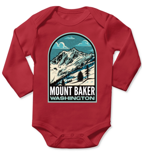 Mount Baker Washington Vintage Skiing Long Sleeve Baby One-Piece