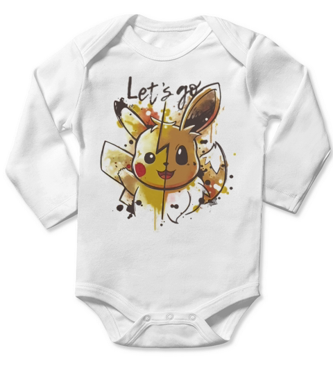 Pikachu and Eevee Lets go Long Sleeve Baby One-Piece