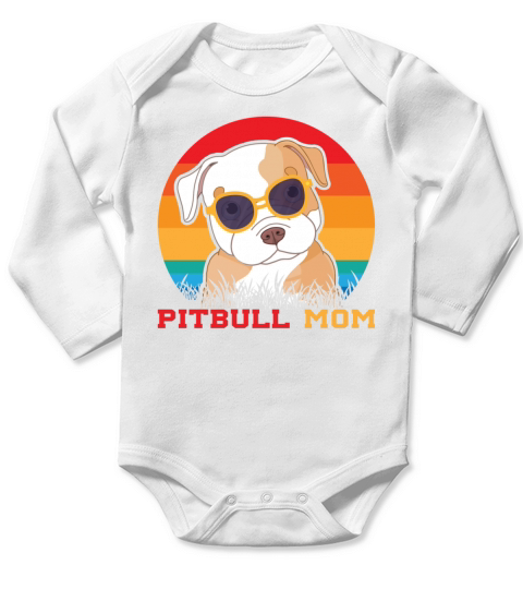 Pitbull Mom Vintage Sunglasses Funny Canine Dog Long Sleeve Baby One-Piece