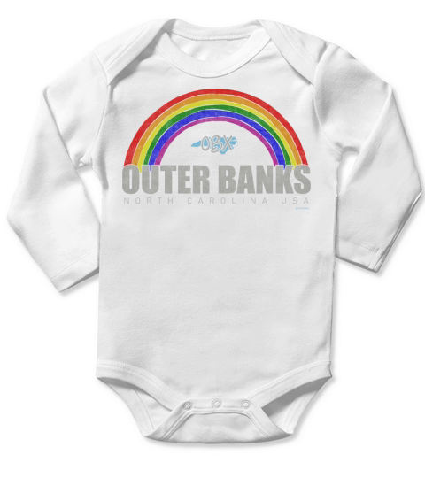 Rainbow Outer Banks OBX North Carolina USA Vintage Long Sleeve Baby One-Piece