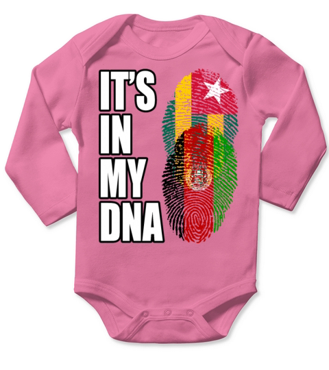 Togolese And Afghanistan Mix Heritage DNA Flag Long Sleeve Baby One-Piece