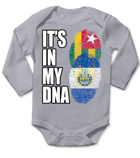 Togolese And Salvadoran Mix Heritage DNA Flag Long Sleeve Baby One-Piece