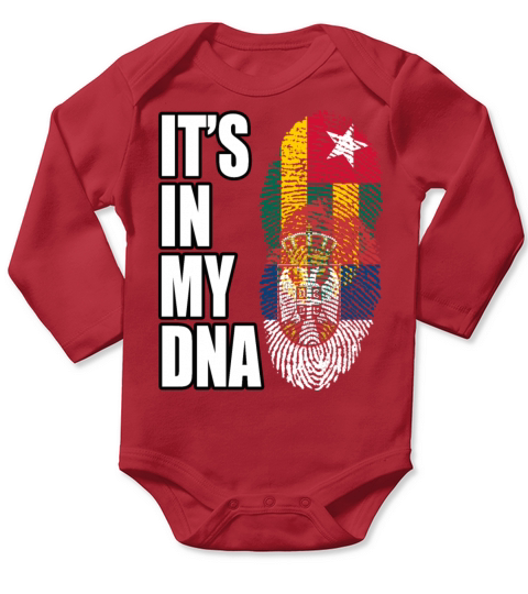 Togolese And Serbian Mix Heritage DNA Flag Long Sleeve Baby One-Piece