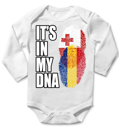Tongan And Romanian Mix Heritage DNA Flag Long Sleeve Baby One-Piece