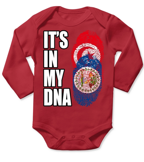 Tunisian And Belizean Mix Heritage DNA Flag Long Sleeve Baby One-Piece
