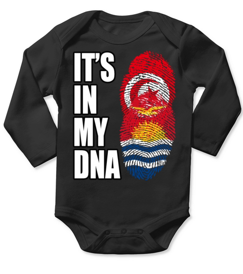 Tunisian And Kiribati Mix Heritage DNA Flag Long Sleeve Baby One-Piece