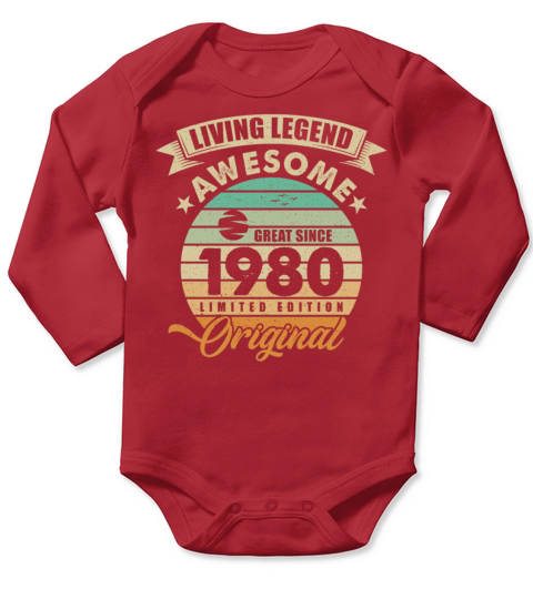 Vintaga 1980 Birthday Long Sleeve Baby One-Piece