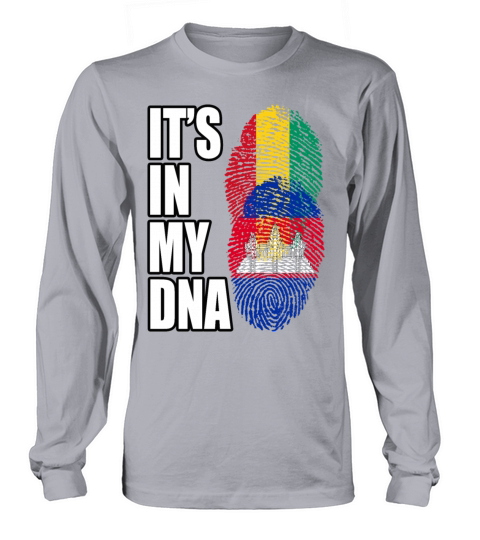 Guinean And Cambodian Mix Heritage DNA Flag Long sleeved Unisex