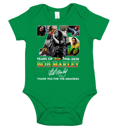 75 years of Bob Marley 1945 2020 thank you for the memories Signature shirt Short Sleeve Baby One-Piece